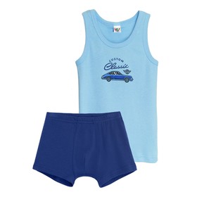 

Комплект: майка и трусы-боксеры для мальчика, рост 122-128 см, цвет голубой/тёмно - синий