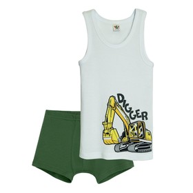 

Комплект: майка и трусы-боксеры для мальчика, рост 98-104 см, цвет белый/хаки