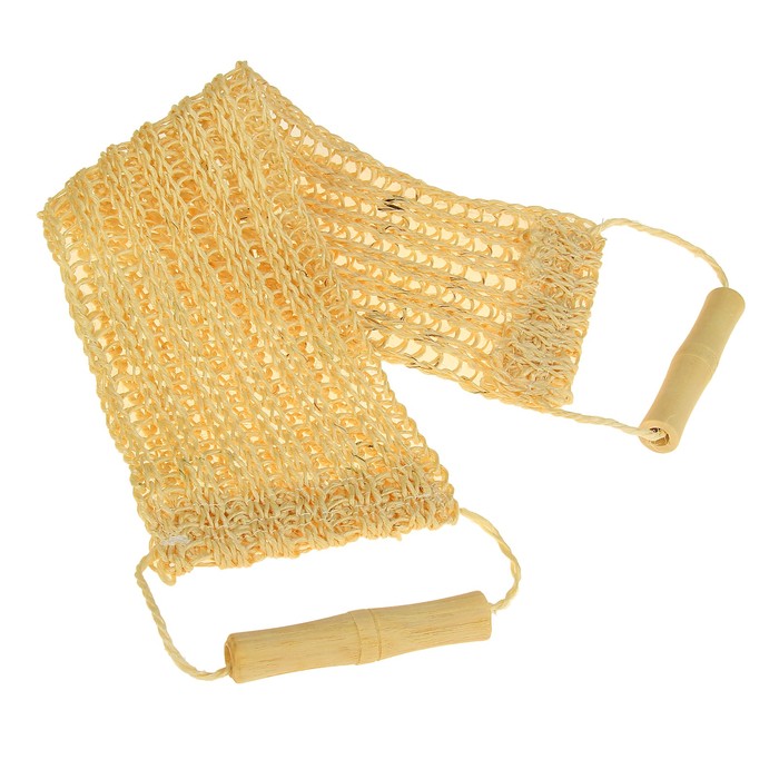 Мочалка длинная с деревянными ручками, сизаль