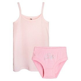 

Комплект: майка и трусы для девочки, рост 146 см, цвет нежно-розовый/розовый