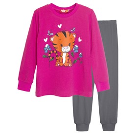 

Пижама для девочки, рост 104 см, цвет фуксия/тёмно - серый