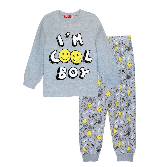 Пижама для мальчика, рост 74 см, цвет серый меланж