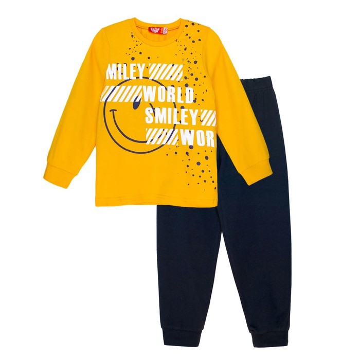 Пижама для мальчика, рост 92 см, цвет желтый/тёмно - серый
