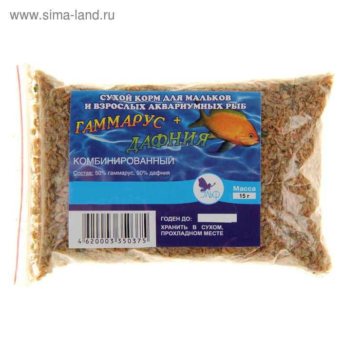 Корм для рыб Комбинированный дафниягаммарус измельченный 15 г 58₽