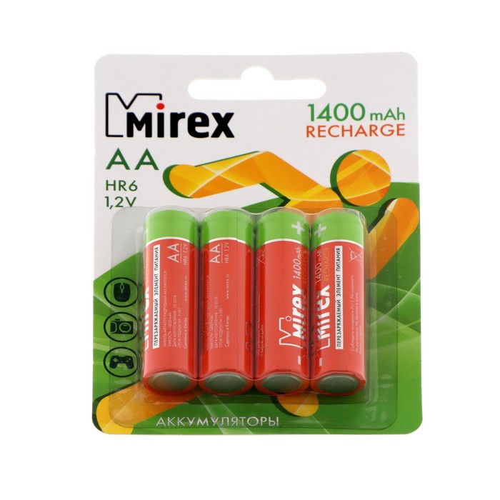 Аккумулятор Mirex Ni-Mh AA HR6-4BL 12В 1400 мАч блистер 4 шт 355₽