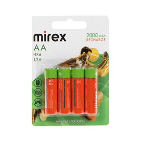 Аккумулятор Mirex, Ni-Mh, AA, HR6-4BL, 1.2В, 2000 мАч, блистер, 4 шт. Ош