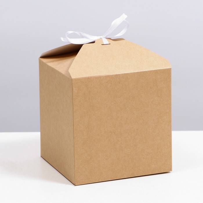 Коробка складная крафт, 14 х 14 х 14 см коробка складная самому сильному 14 × 14 × 3 5 см