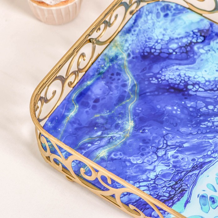 

Подставка для десертов прямоугольная «Акварель», 35×24×7 см, цвет металла золотой