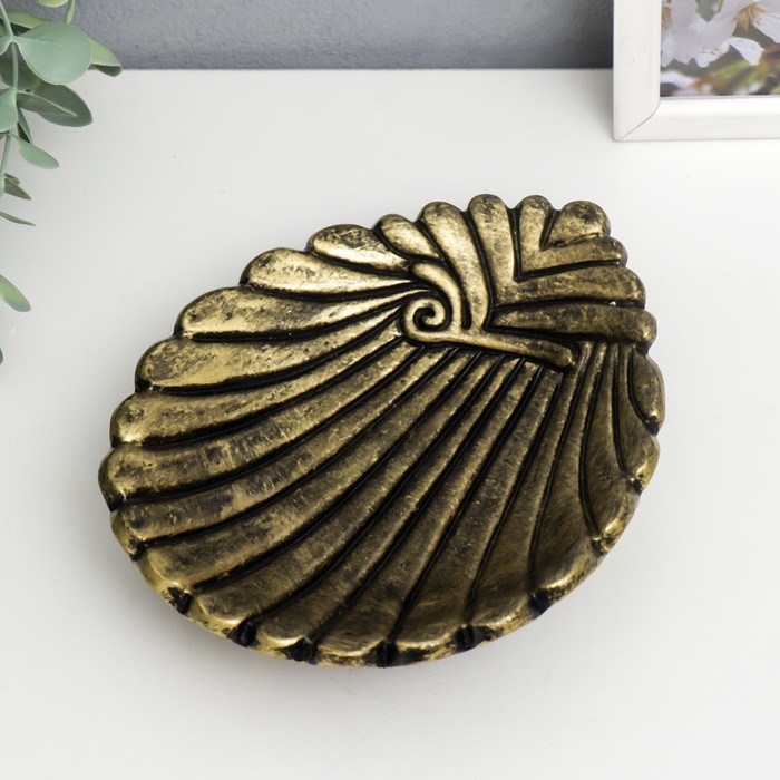 Тарелка декоративная полистоун "Ракушка" под латунь 5х15х18,5 см