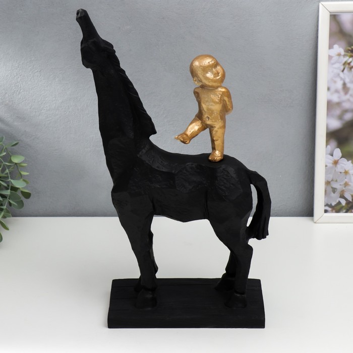 Сувенир полистоун Малыш на коне 40х12х28 см