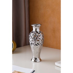 

Ваза керамическая "Кокетка", настольная, булат, сквозная резка, серебро, 27 см