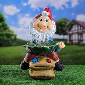 

Фигурное кашпо "Гном с листом", разноцветное, 45 см