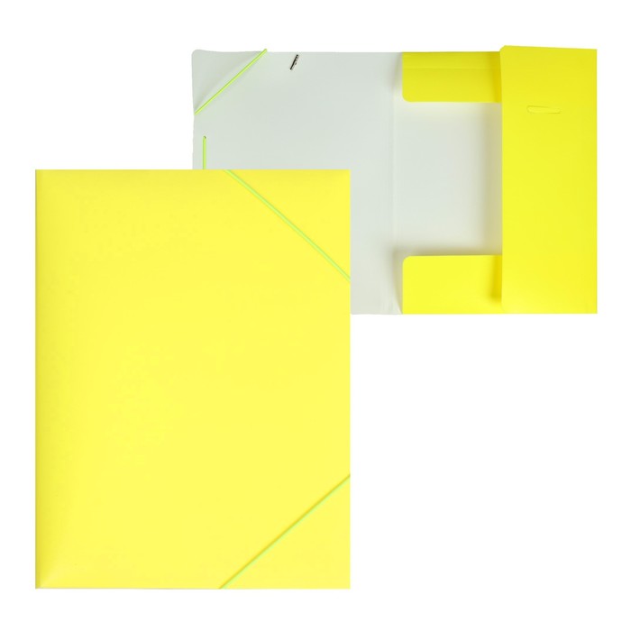 фото Папка на резинке а4, 500 мкм, calligrata "neon", корешок 30 мм, неоновая, жёлтая