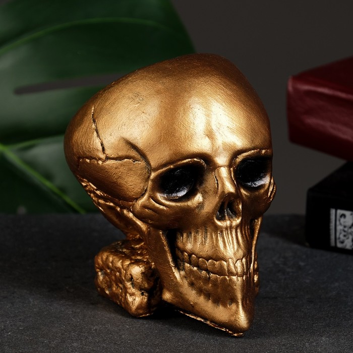 фото Кашпо - органайзер "череп" бронза, 11х8х11см хорошие сувениры