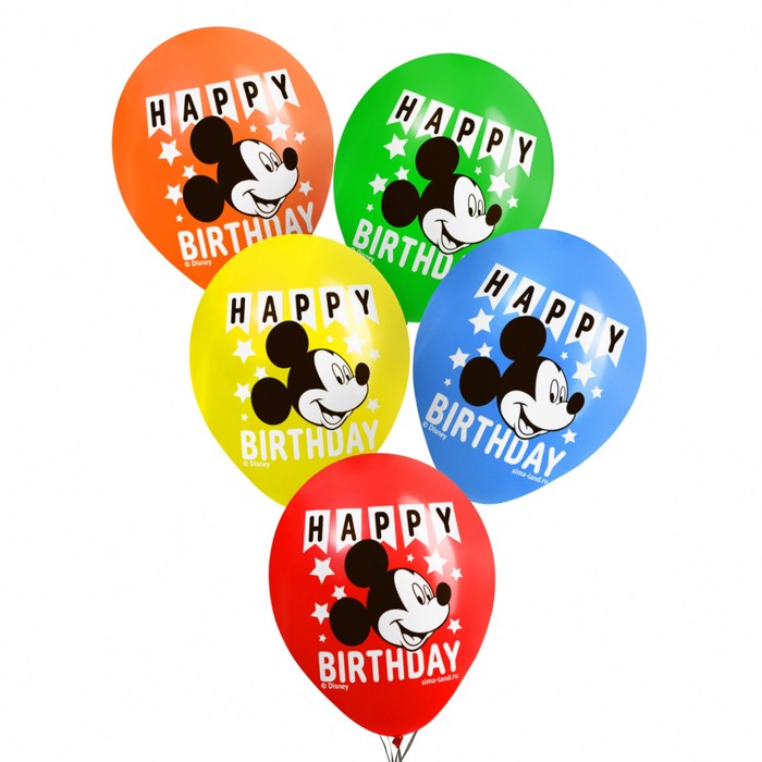 фото Воздушные шары цветные "happy birthday", микки маус и его друзья, 12 дюйм (набор 25 шт) disney