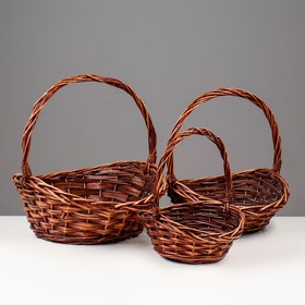 

Набор корзин плетеных, 3 шт, 37x34x14,5/12x34 см, коричневый