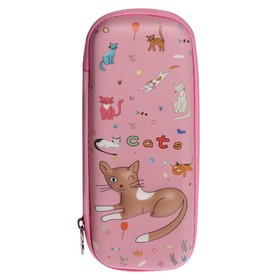 

Пенал школьный на молнии 3D Кошки цвет розовый