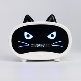 Часы настольные электронные "Кошка", белая индикация