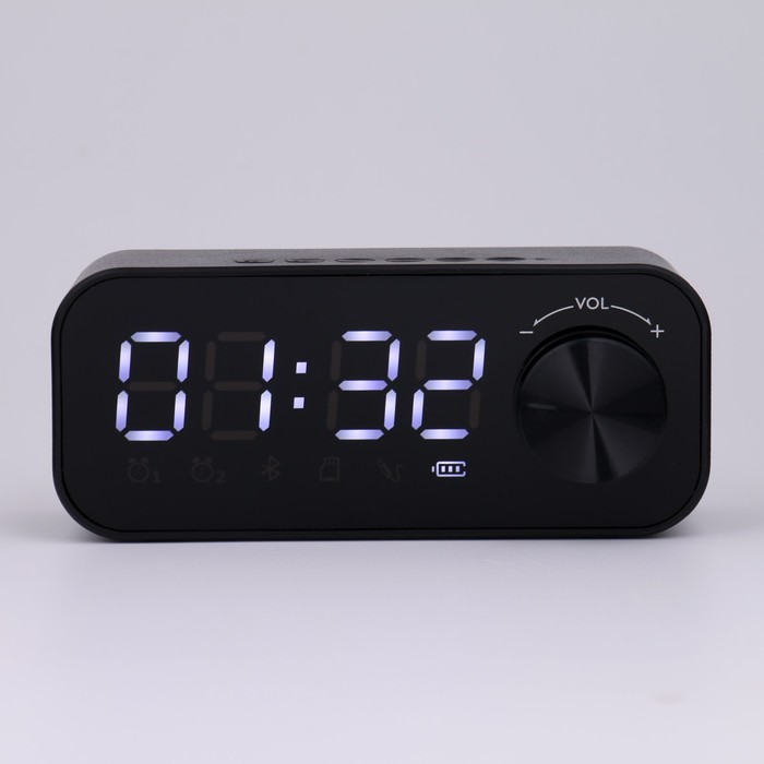 Часы - будильник электронные настольные: колонка, bluetooth, tf-карта, 14.2 х 6 см, USB