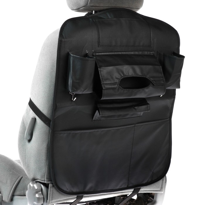 Органайзер на спинку сиденья 62×44 см, кож.зам, черный органайзер на спинку сиденья защита спинки сиденья модель ак 4