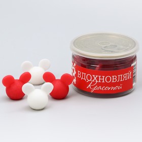 

Фигурное мыло "Маус" в банке, красно-белое, аромат цветов, роза