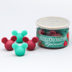 

Фигурное мыло "Маус" в банке, бирюзово-розовое, аромат ананас