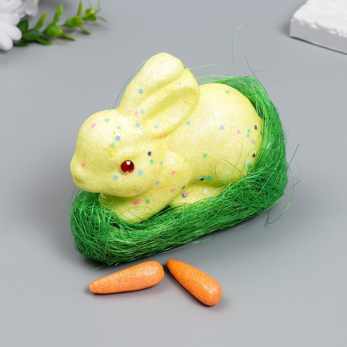 Декор пасхальный "Кролик - конфетти, в травке с морковками" набор 4 шт МИКС 13 см