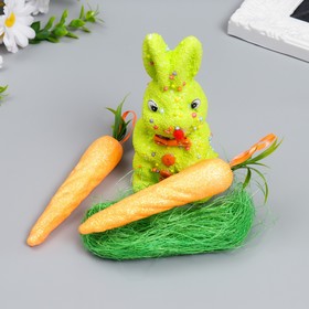 Декор пасхальный "Зайчик с морковками и травкой" набор 4 шт МИКС 15 см