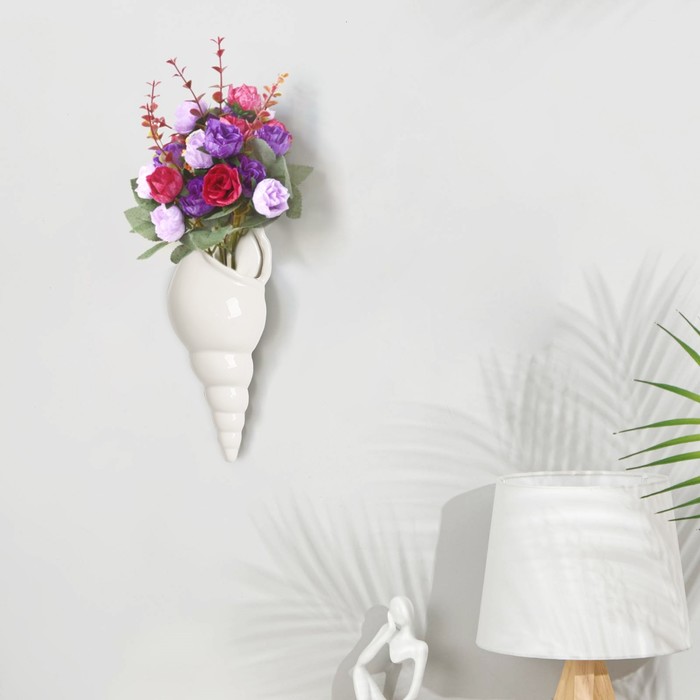 Декор настенный-ваза Ракушка 28 x 10.3 см, белый
