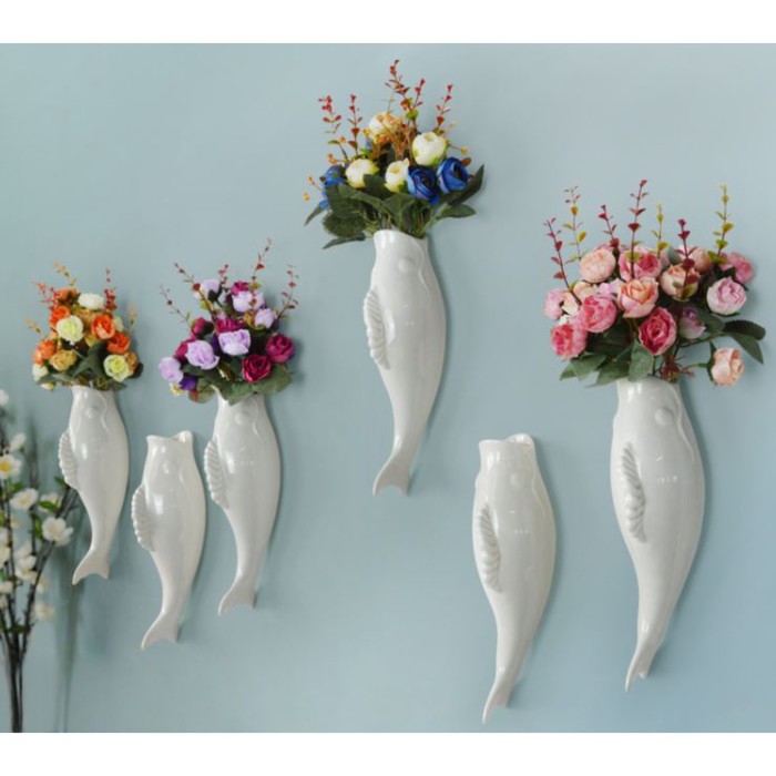 Декор настенный-ваза "Рыбки" 26.2 x 7.3 см, белый