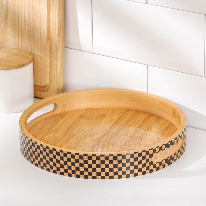 

Поднос Доляна «Шахматы», d=25 см, бамбук
