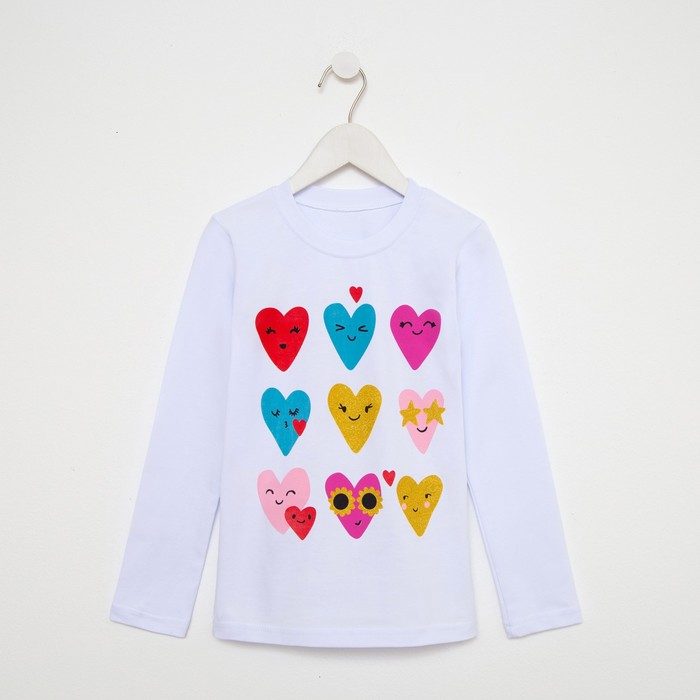 Лонгслив для девочки, цвет белый, рост 134см