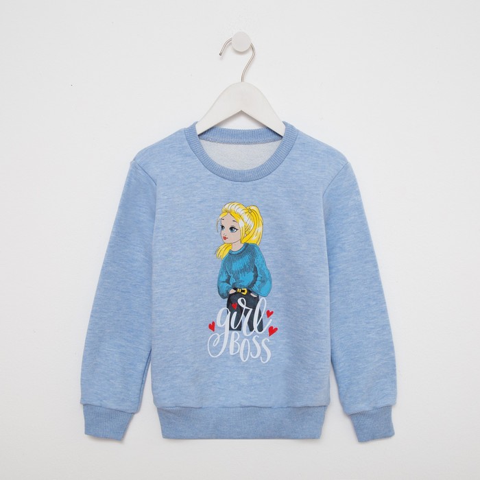 Свитшот для девочки, цвет голубой, рост 98-104 см