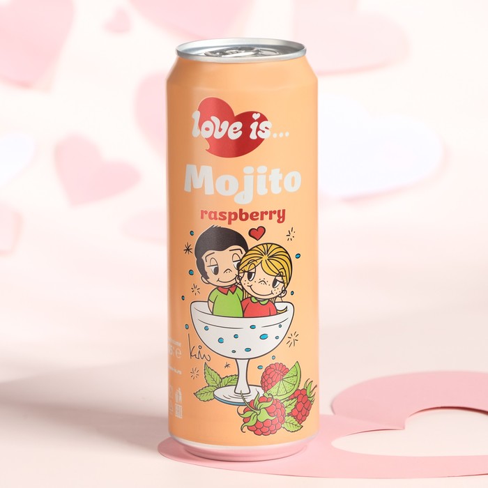 Газированный напиток Love Is Мохито, со вкусом малины, 450 мл напиток aziano газ со вкусом мохито 0 350 л