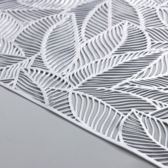 Дорожка на стол Доляна «Листопад», 30×150 см, цвет серебро