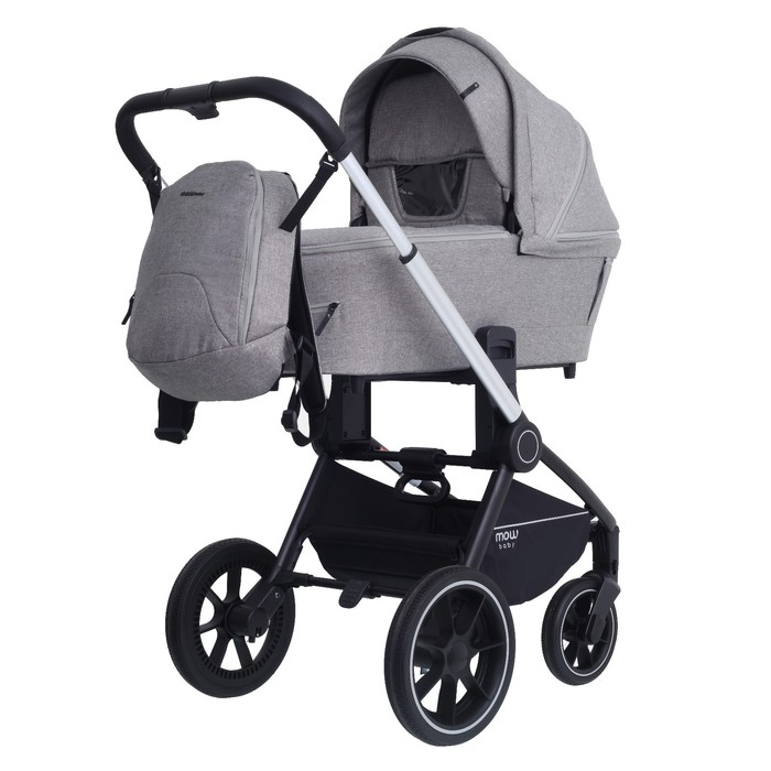 

Коляска детская MowBaby Zoom PU, 3в1, SILVER BEIGE