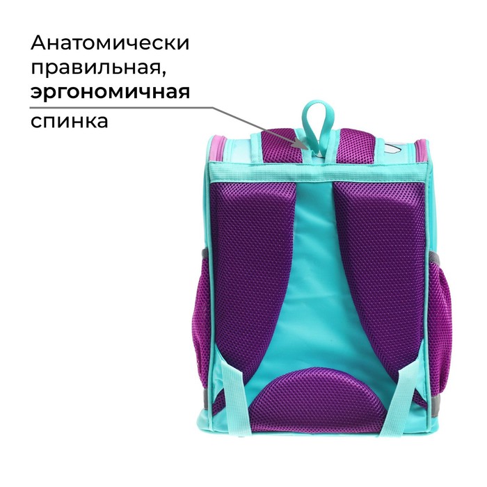 фото Ранец школьный стандарт, 36 х 26 х 16 см, + мешок для обуви 40 х 32 см, calligrata п "бульдог", голубой