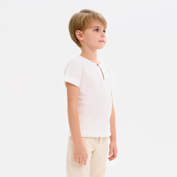 фото Рубашка для мальчика minaku: cotton collection цвет белый, рост 110