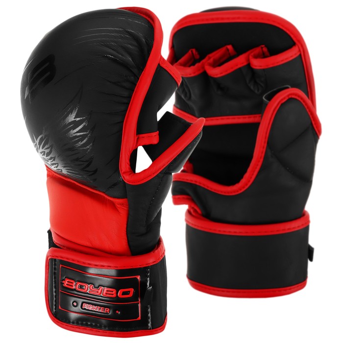 Перчатки для ММА BoyBo Wings, р. M, цвет чёрный/красный перчатки для мма boybo wings цвет черный красный размер s 7743474