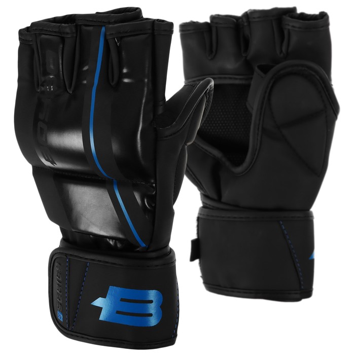 фото Перчатки для мма boybo b-series, цвет чёрный/синий, размер l