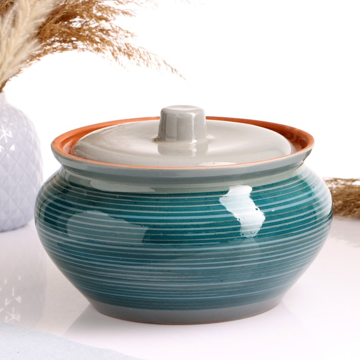 Жаровня 3л, без ручек, бирюза