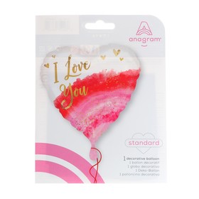 

Шар фольгированный 18" Сердце ILY, акварель, Red White