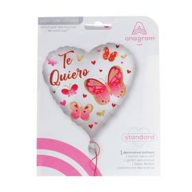 

Шар фольгированный 18" Сердце TE QUIERO, бабочки, Red Pink Gold