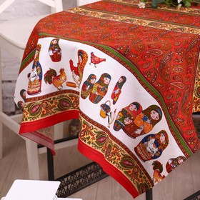 

Скатерть 150х150 см "Матрешка", красный, рогожка, хл 100%