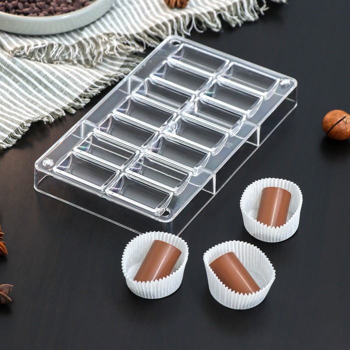 форма для шоколада и конфет конструктор 14 ячеек 20×12×2 5 см ячейка 2 8×2 8×0 8 см Форма для шоколада и конфет «Батончик», 14 ячеек, 20x12x2,5 см, ячейка 4×2,2×1,5 см