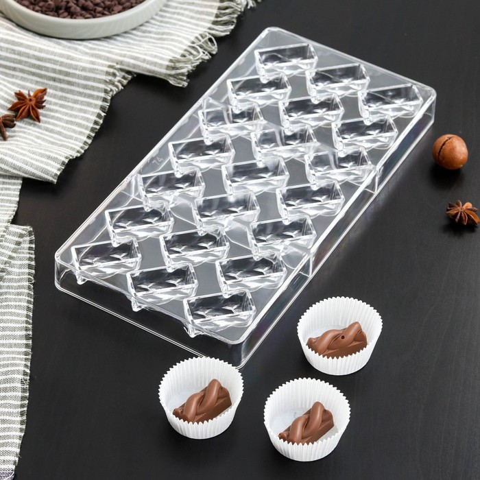 фото Форма для шоколада konfinetta «батончик-конверт», 21 ячейка, 27,5x17,5x2,5 см, ячейка 3,7×1,5×1,5 см