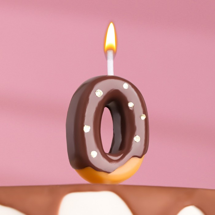 Свеча в торт Шоколадная глазурь, цифра 0, 3,8 см шоколадная цифра 0 на палочке