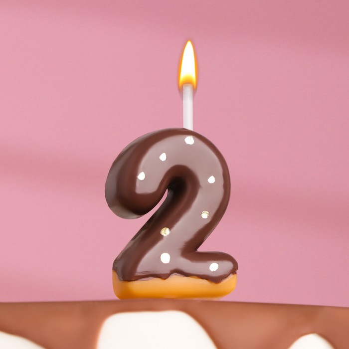 Свеча в торт Шоколадная глазурь, цифра 2, 3,8 см свеча в торт шоколадная глазурь цифра 9 страна карнавалия