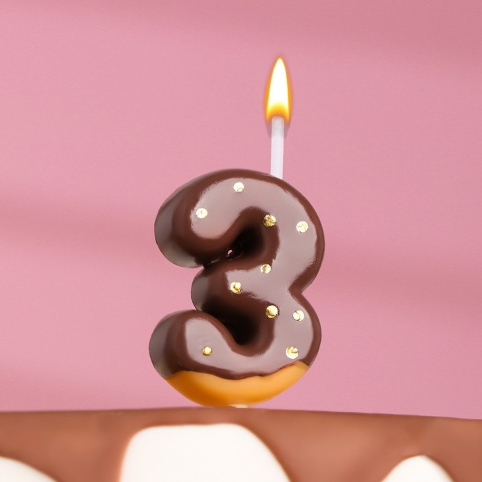 Свеча в торт Шоколадная глазурь, цифра 3 , 3,8 см свеча в торт шоколадная глазурь цифра 4 7 см