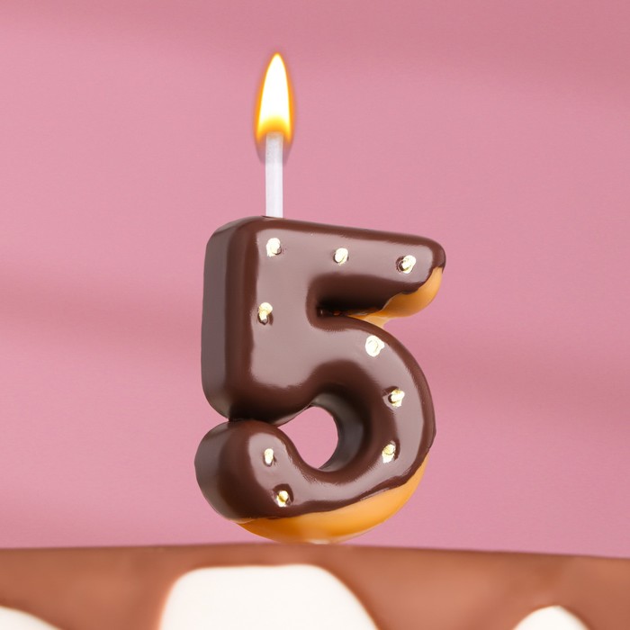 Свеча в торт Шоколадная глазурь, цифра 5, 3,8 см свеча в торт шоколадная глазурь цифра 4 7 см